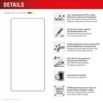 Displex Premium ekrano apsauginis stiklas (Full Cover, 10H), skirtas Samsung Galaxy S25 Ultra, su EASY-ON® Eco montavimo rėmeliu