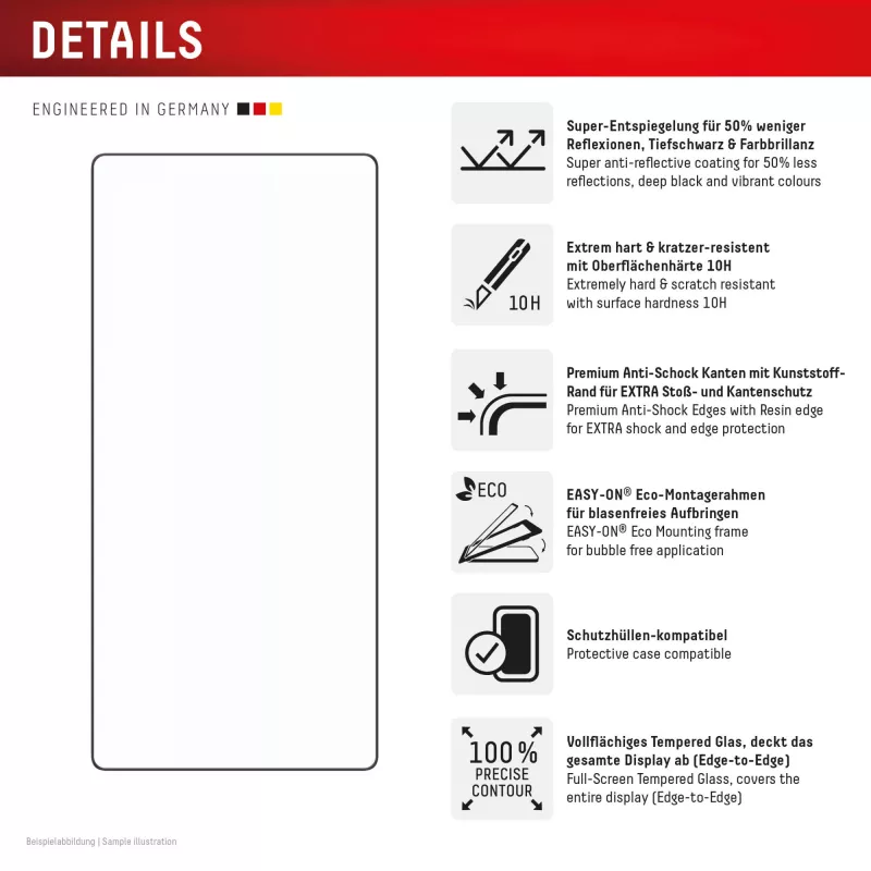 Displex Premium ekrano apsauginis stiklas (Full Cover, 10H), skirtas Samsung Galaxy S25 Ultra, su EASY-ON® Eco montavimo rėmeliu
