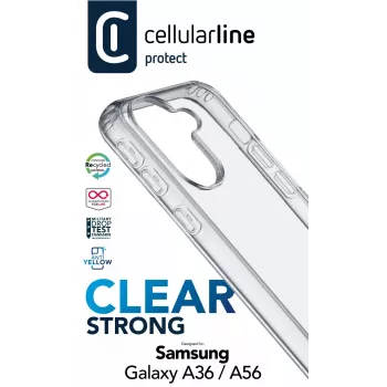 Cellularline Clear Protect - Galaxy A36/A56 kietas dėklas su guminiais kraštais