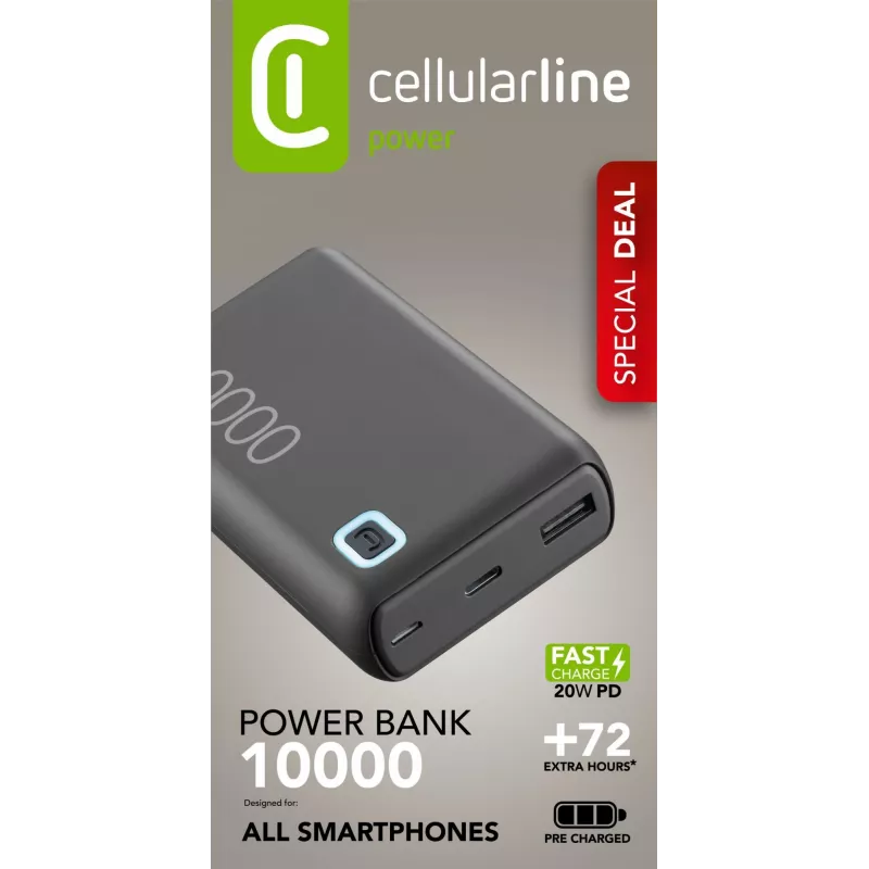 Cellularline ESSENCE TURBO 10000 nešiojamas įkroviklis 10000 mAh Power Delivery 20W