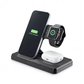 Tech Pop belaidė įkrovimo stotelė Smartwatch/Smartphone Juoda