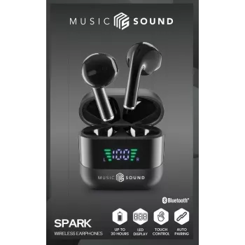 Music Sound SPARK Belaidės ausinės su LED ekranu
