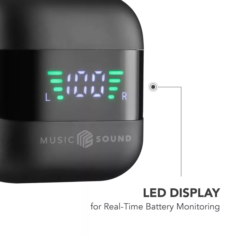 Music Sound SPARK Belaidės ausinės su LED ekranu