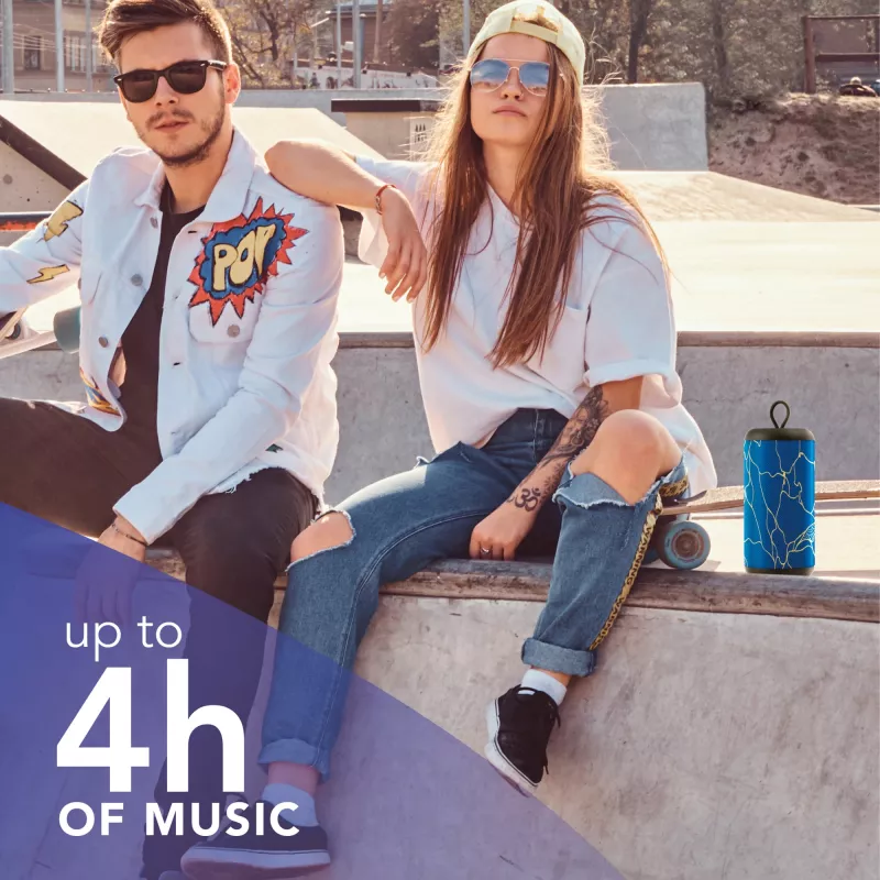 Music Sound Vertical Bluetooth garsiakalbis 5W, 5 W, belaidis, 0.15 m, monofoninis nešiojamas garsiakalbis, mėlynas, cilindro formos