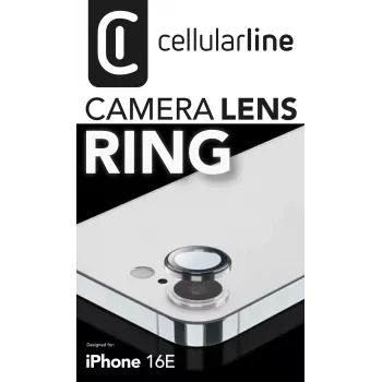 Apsauginis stikliukas fotoaparatui ir ekrano kraštams Cellularline CAMERARINGIPHSE4, iPhone SE 2025, skaidrus, atsparus įbrėžimams