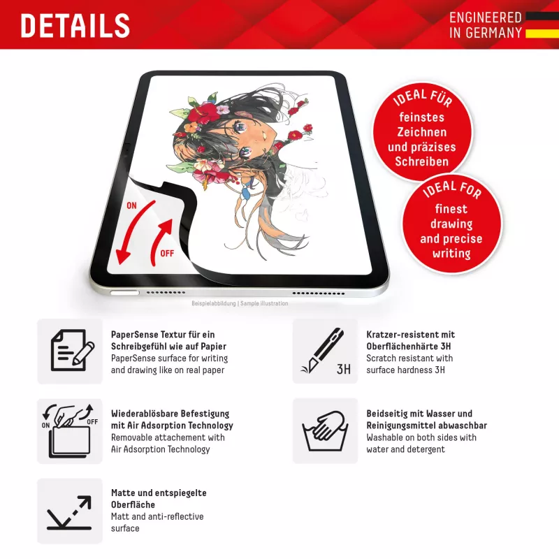 Displex TABLET PAPERSENSE apsauginė plėvelė iPad Pro 13'' (2024)/Air 13'' (2025/2024), nuimama rašymo ir piešimo plėvelė su popieriaus pojūčiu
