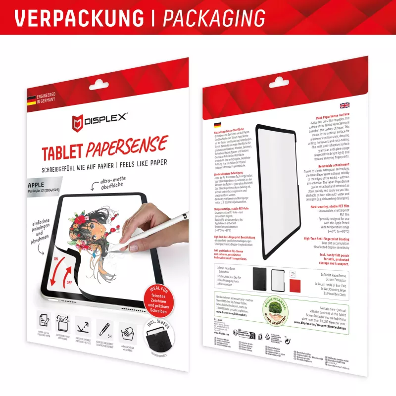 Displex TABLET PAPERSENSE apsauginė plėvelė iPad Pro 13'' (2024)/Air 13'' (2025/2024), nuimama rašymo ir piešimo plėvelė su popieriaus pojūčiu