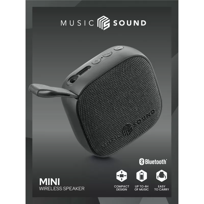 Muzikinis garsiakalbis Music Sound juodas 3 W Bluetooth nešiojamas