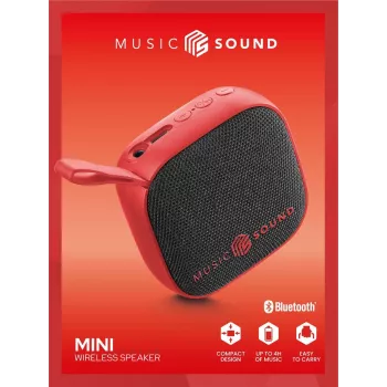 Nešiojamas Bluetooth garsiakalbis Music Sound 3W mini raudonas