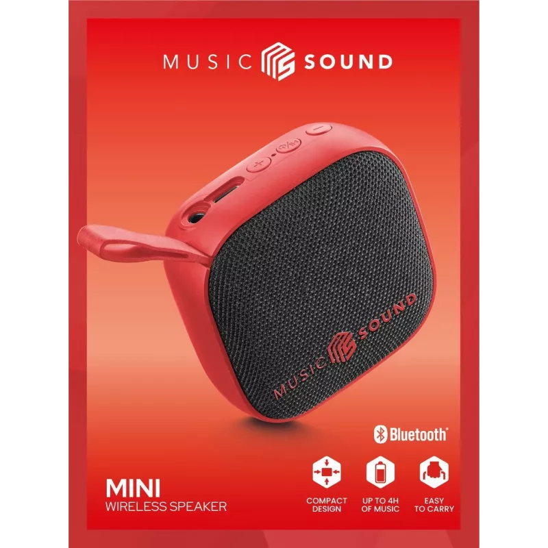 Nešiojamas Bluetooth garsiakalbis Music Sound 3W mini raudonas