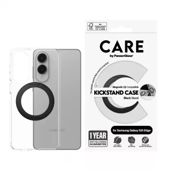 PanzerGlass CARE™ by ® Case Transparent Black Kickstand & Qi Samsung S25 Edge