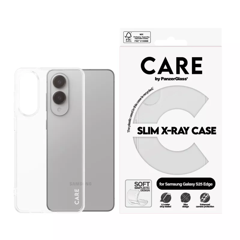 PanzerGlass CARE X-Ray Soft dėklas Samsung Galaxy S25 Edge, permatomas, minkštas