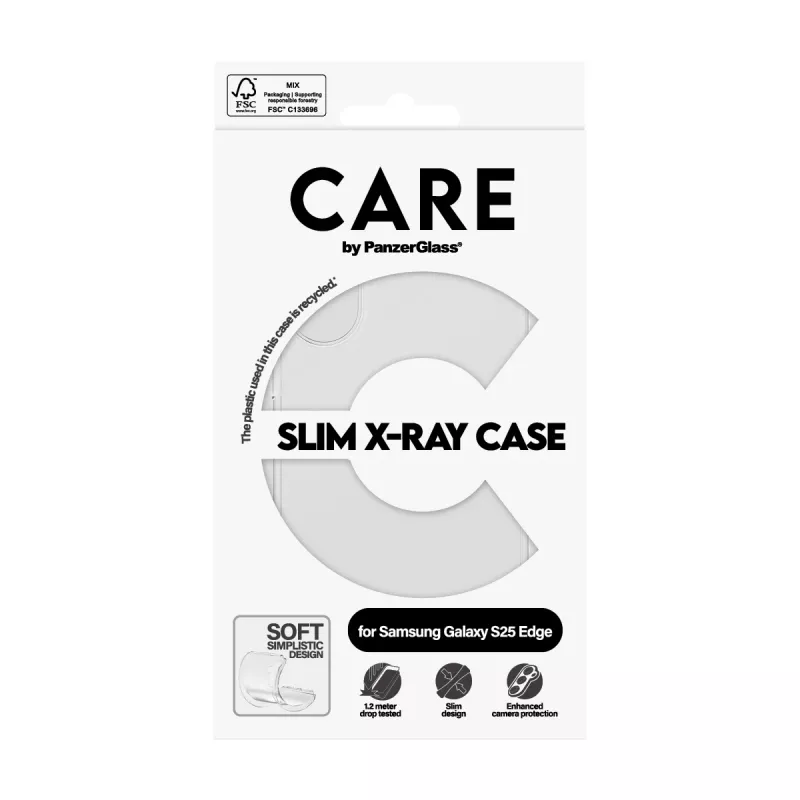 PanzerGlass CARE X-Ray Soft dėklas Samsung Galaxy S25 Edge, permatomas, minkštas
