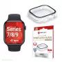 Displex 10H grūdintas stiklas Apple Watch 9/8/7 (41mm), viso korpuso dėklas, IP68, užsegamas, permatomas