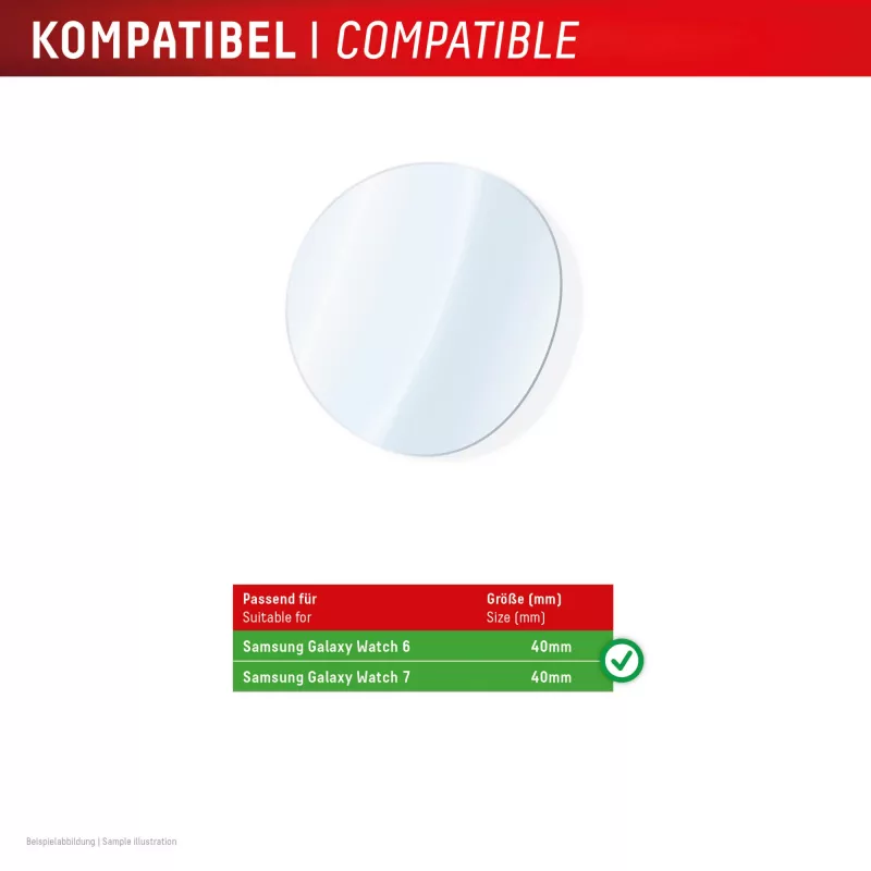 Displex 9H stiklinė apsauga Galaxy Watch 7/6 (40mm), 2 vnt., itin plona, be rėmelio, apsauganti nuo pirštų atspaudų, pagaminta Vokietijoje