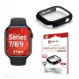 PanzerGlass Displex 10H grūdinto stiklo viso korpuso dėklas Apple Watch 41 mm (9/8/7 serija), IP68, užsegamas, juodas matinis