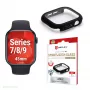 Displex 10H grūdintas stiklas Apple Watch 9/8/7 (45mm), pilnas korpuso dėklas, IP68, užsegamas, juodas matinis