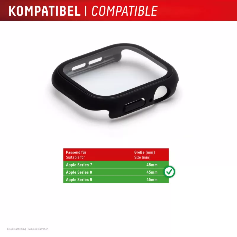 Displex 10H grūdintas stiklas Apple Watch 9/8/7 (45mm), pilnas korpuso dėklas, IP68, užsegamas, juodas matinis