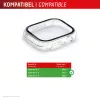 Apsauginis stiklas PanzerGlass Displex 10H, skirtas Apple Watch 9/8/7 45 mm, viso korpuso grūdintas stiklas, IP68, užsegamas, permatomas