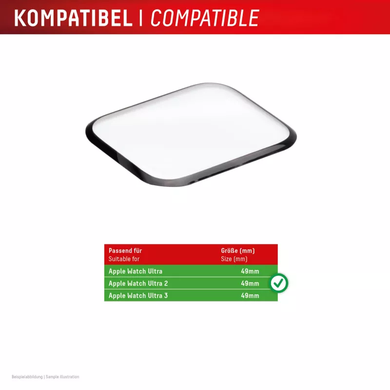 Apsauginis stiklas Displex Unbreakable Full Cover Smart Glass, skirtas Apple Watch Ultra 3/Ultra 2/Ultra (49 mm), 2 vnt., nuo krašto iki krašto, permatomas