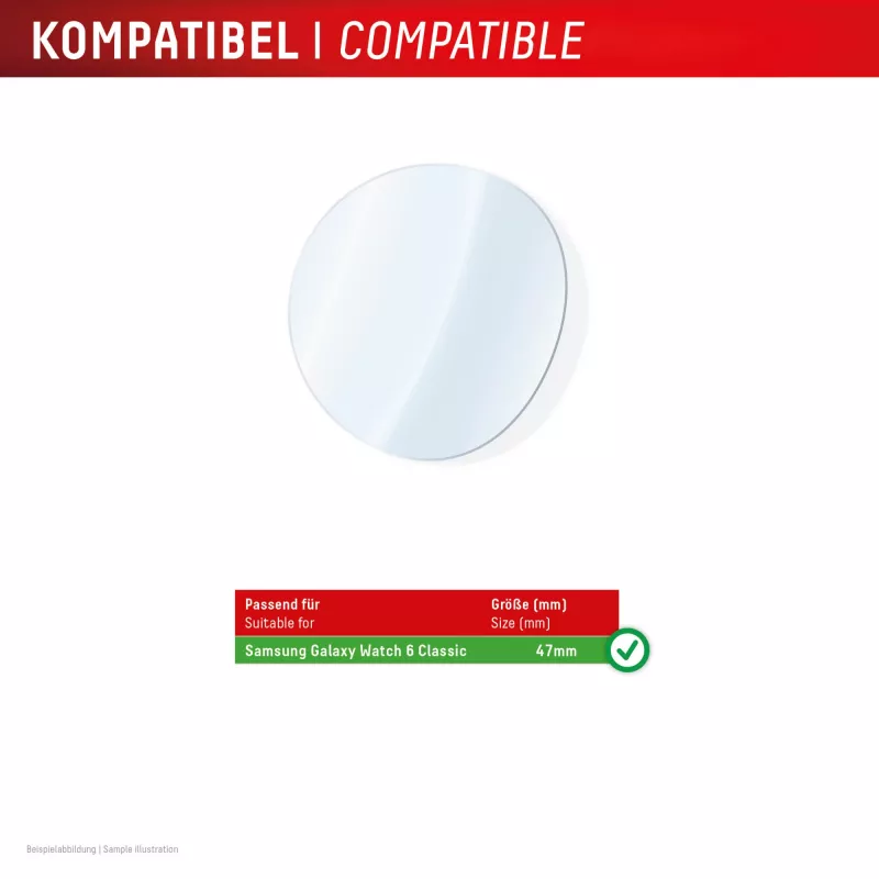 Displex 9H stiklinė apsauga Galaxy Watch 6 Classic (47mm), 2 vnt., itin plona, be rėmelio, nuo pirštų atspaudų, pagaminta Vokietijoje