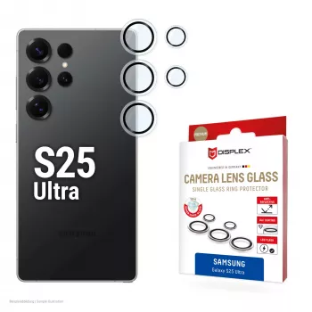 Displex Premium apsauginis stiklas fotoaparatui, Samsung Galaxy S25 Ultra, 10H, viengubas žiedas, DLC, skaidrus, Quick Mount