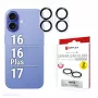 Displex Full Cover Camera Lens Glass iPhone 16/16 Plus/17, 10H, Viso fotoaparato apsauga, Greitas montavimas, 2 vnt.