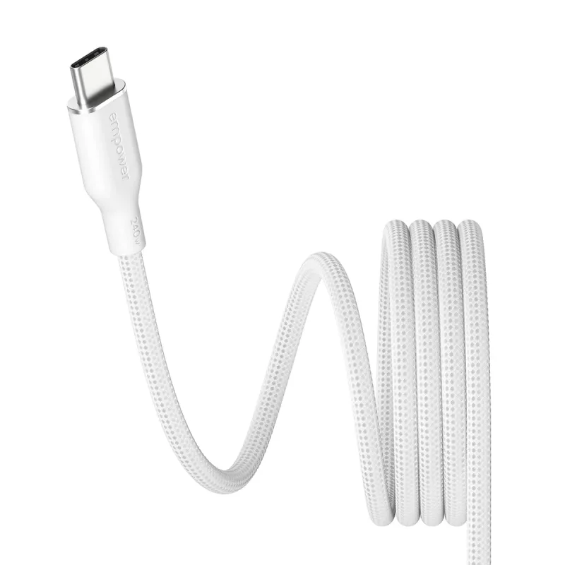 PanzerGlass empower™ by ® Magnetic 240W USB-C į USB-C laidas | USB 2.0 | 1,5 m | sidabriškai baltas