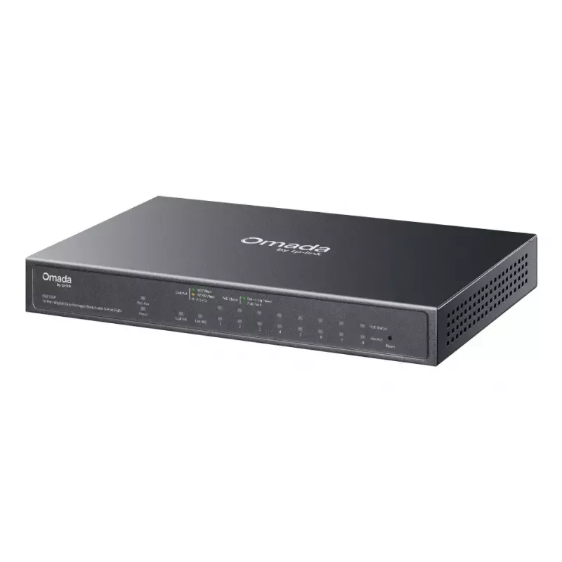 TP-Link Omada ES210GP valdomas tinklo jungiklis L2 Gigabit Ethernet (10/100/1000) PoE, DIN bėgelis, juodas