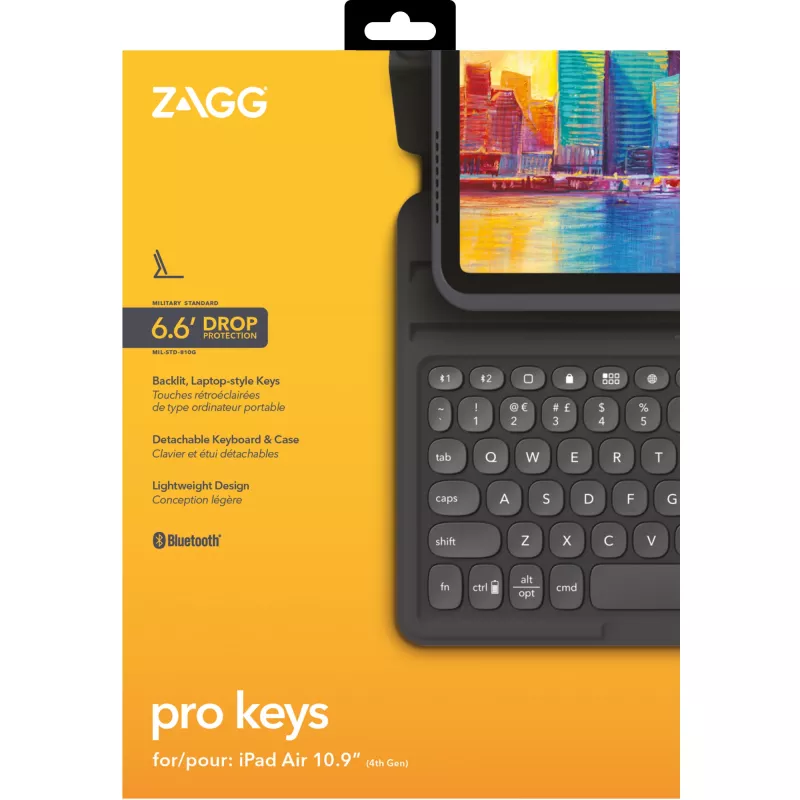ZAGG Pro Keys belaidė klaviatūra ir dėklas Apple iPad 10,9 colių, juoda/pilka, vokiškas išdėstymas