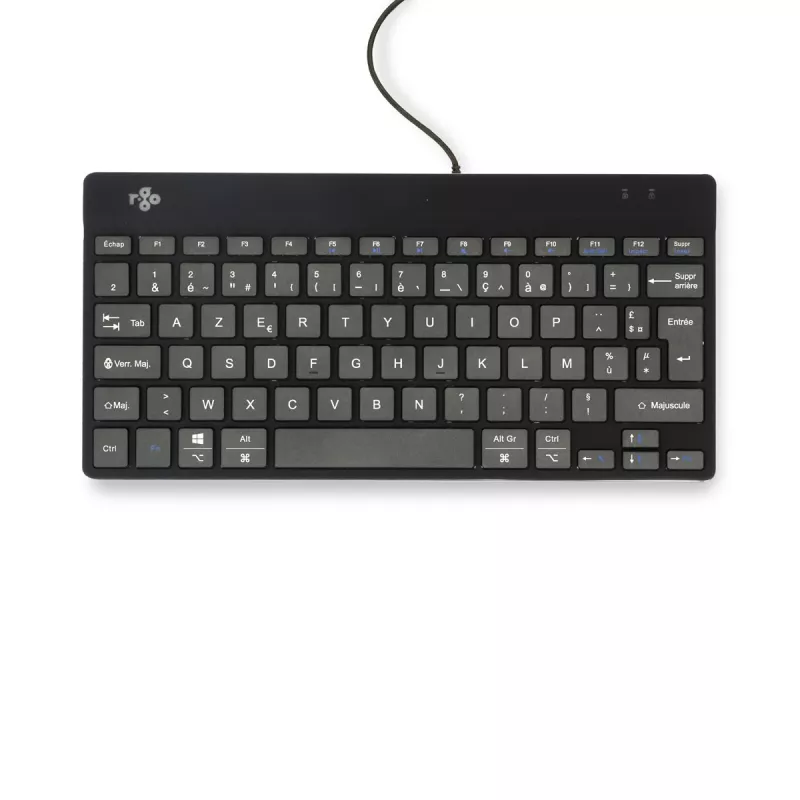 Ergonominė klaviatūra R-Go Compact Break, kompaktiška su pertraukų programine įranga, AZERTY (FR), laidinė, juoda