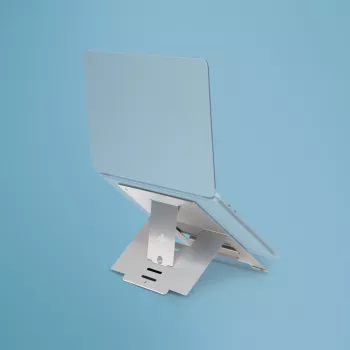 R-Go Tools nešiojamojo kompiuterio stovas R-Go Riser Flexible, reguliuojamas, sulankstomas, ergonomiškas, Hylite aliuminis, sidabrinis