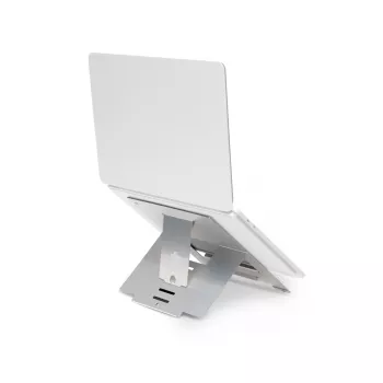 R-Go Tools nešiojamojo kompiuterio stovas R-Go Riser Flexible, reguliuojamas, sulankstomas, ergonomiškas, Hylite aliuminis, sidabrinis