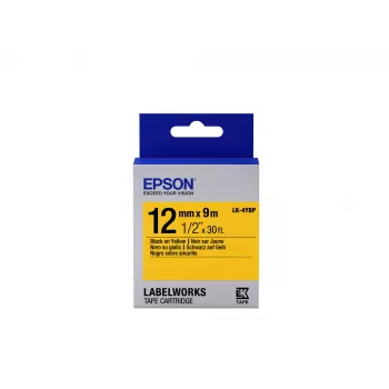 Epson etikečių kasetė Pastel LK-4YBP juoda/geltona 12mm (9m)