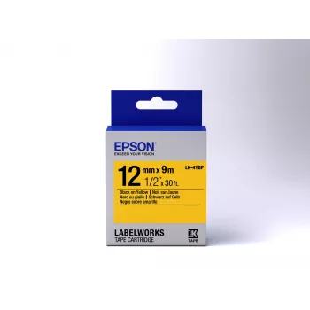 Epson etikečių kasetė Pastel LK-4YBP juoda/geltona 12mm (9m)