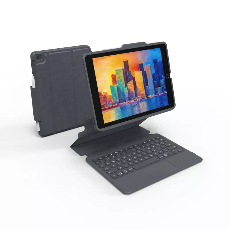 ZAGG Keyboard Pro Keys su Trackpad – Apple iPad 10.2 – juoda/pilka – vokiška