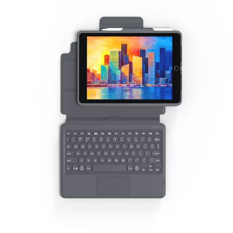 ZAGG Keyboard Pro Keys su Trackpad – Apple iPad 10.2 – juoda/pilka – vokiška