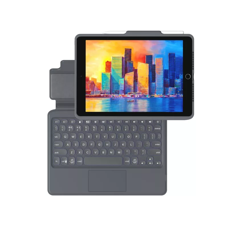ZAGG Keyboard Pro Keys su Trackpad – Apple iPad 10.2 – juoda/pilka – vokiška