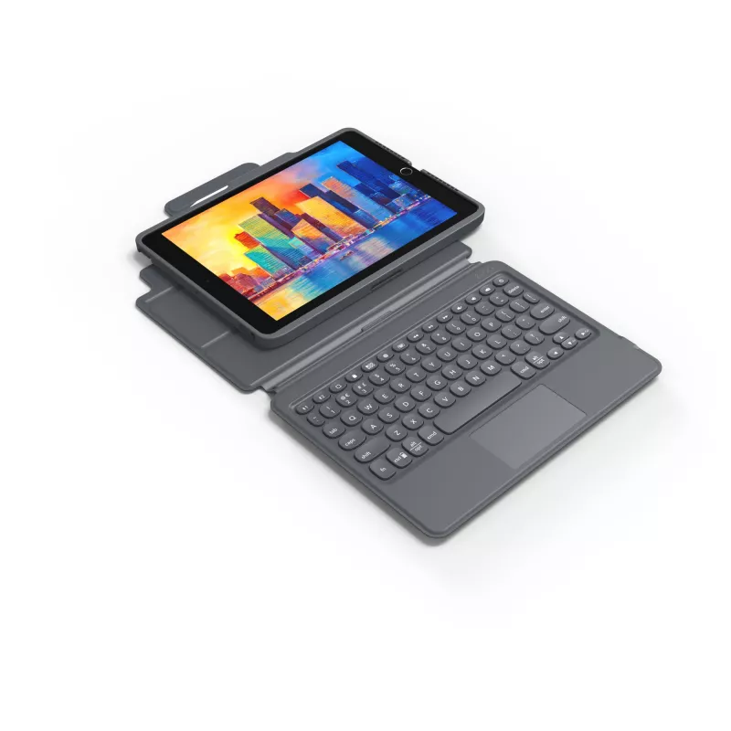 ZAGG Keyboard Pro Keys su Trackpad – Apple iPad 10.2 – juoda/pilka – vokiška