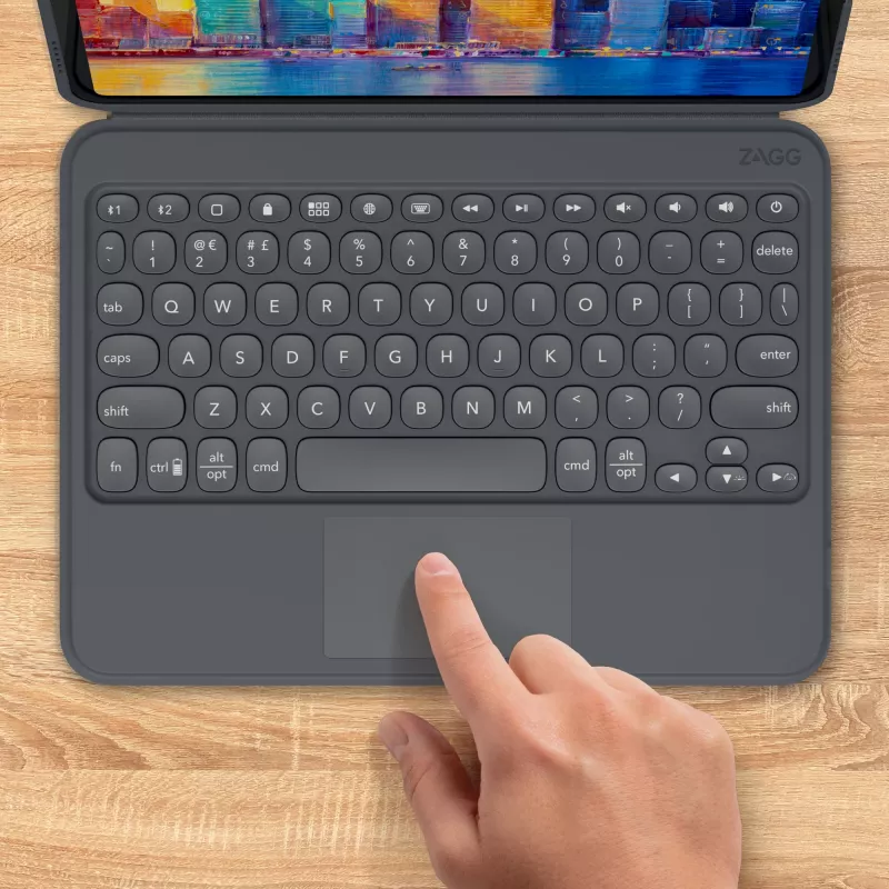 ZAGG Keyboard Pro Keys su Trackpad – Apple iPad 10.2 – juoda/pilka – vokiška