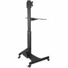 StarTech.com Mobilioji darbo stotelė su monitoriaus laikikliu, CPU/PC laikikliu, klaviatūros lentyna - ergonomiškas reguliuojamo aukščio stalas ant ratukų