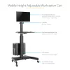 StarTech.com Mobilioji darbo stotelė su monitoriaus laikikliu, CPU/PC laikikliu, klaviatūros lentyna - ergonomiškas reguliuojamo aukščio stalas ant ratukų
