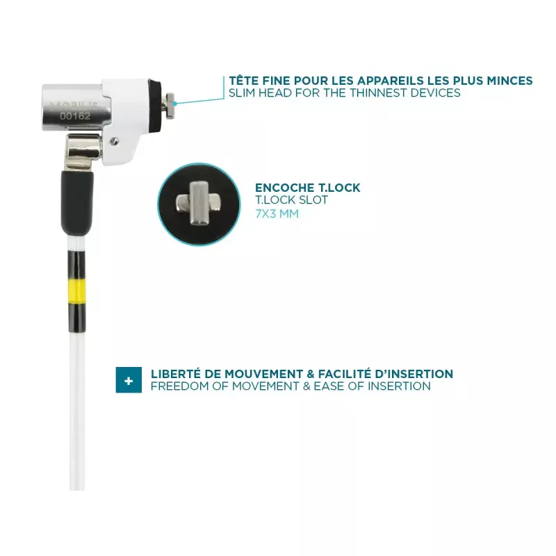 Mobilis 001325 T Lock plonas besisukantis apsauginis užraktas baltas