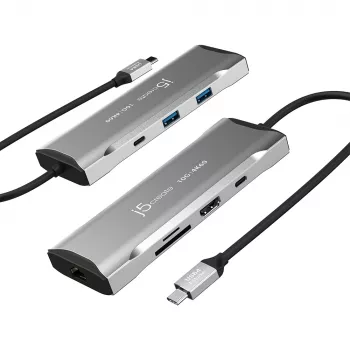j5create JCD393 4K60 Elite USB-C® 10Gbps Mini Dock, Pilka