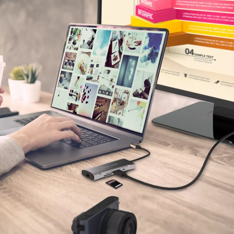 j5create JCD393 4K60 Elite USB-C® 10Gbps Mini Dock, Pilka