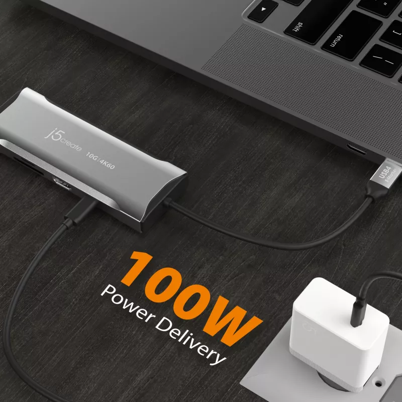 j5create JCD393 4K60 Elite USB-C® 10Gbps Mini Dock, Pilka