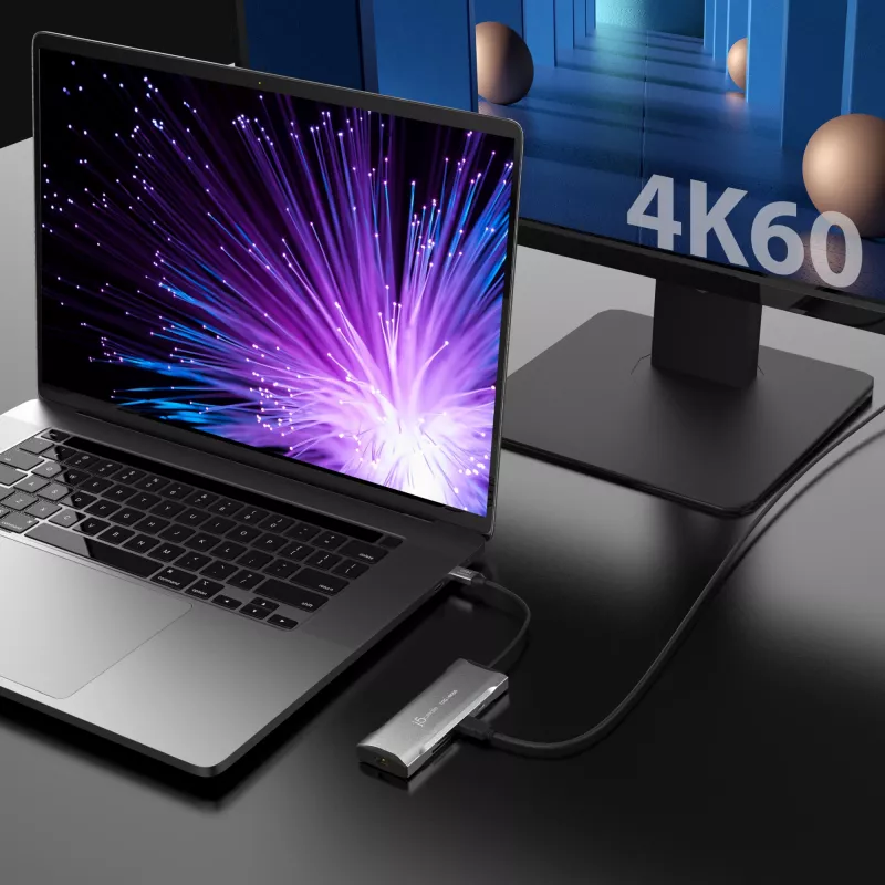 j5create JCD393 4K60 Elite USB-C® 10Gbps Mini Dock, Pilka
