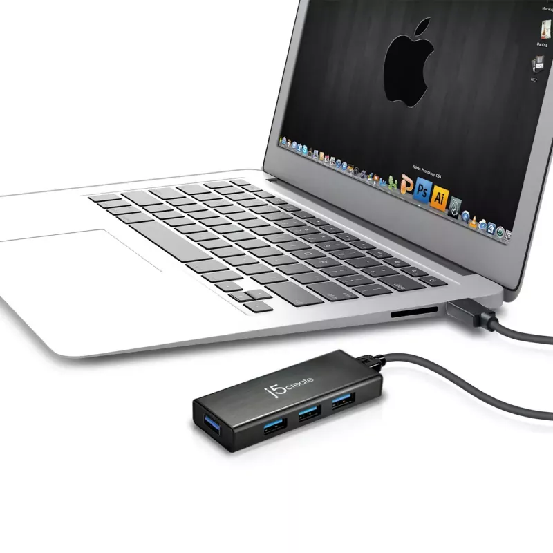 USB šakotuvas j5create JUH340 4 prievadų USB 3.0 juodas aliuminis
