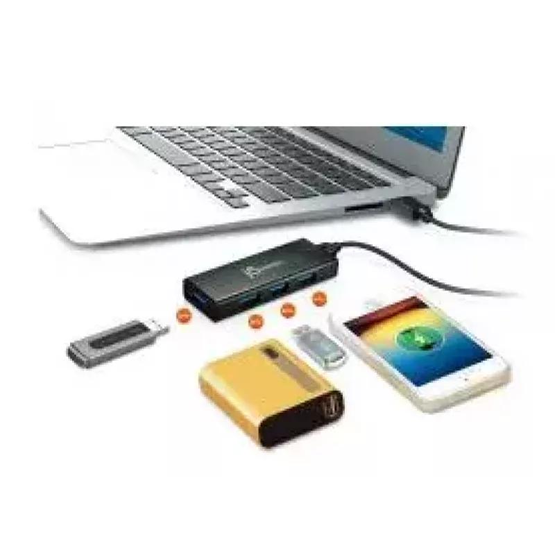 USB šakotuvas j5create JUH340 4 prievadų USB 3.0 juodas aliuminis