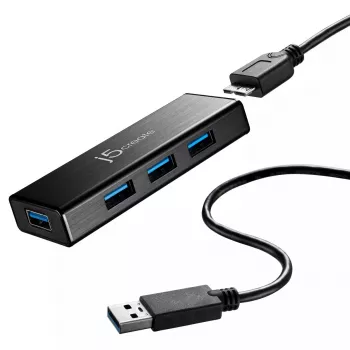 USB šakotuvas j5create JUH340 4 prievadų USB 3.0 juodas aliuminis